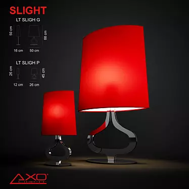 Red Fabric Shade Steel Table Lamps 3D model image 1 