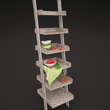 Rustic Staircase Shelf 3D model image 1 