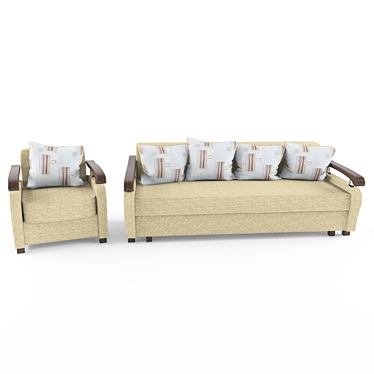 Elegant Sofa and Armchair Set 3D model image 1 