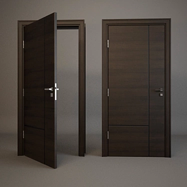 Sleek Oak Veneer Pivot Door 3D model image 1 