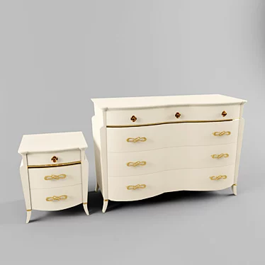 Elegant Drawer Set & Side Table 3D model image 1 