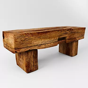Wooden Entryway Bench 3D model image 1 