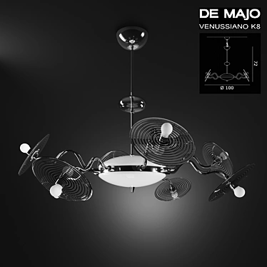 Modern 8-Light Murano Glass Chandelier 3D model image 1 