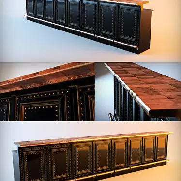 Copper-Finished Bar: Stylish and Durable 3D model image 1 