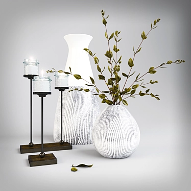Trio of Decorative Candleholders 3D model image 1 