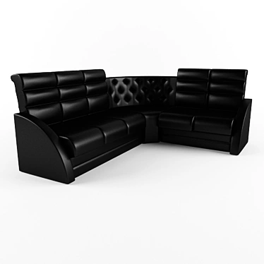 Modern Black Leather Corner Sofa 3D model image 1 