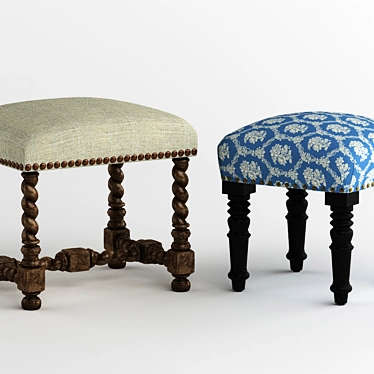 Elegant Twist Stools: European Barley & Casablanca 3D model image 1 