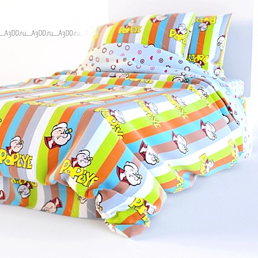 Playful Children's Bed with Fun Patterns 3D model image 1 