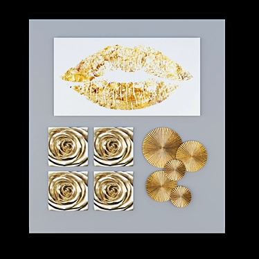 Golden Dreams Wall Art Set 3D model image 1 