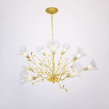 Floral Blossom Horn Chandelier 3D model image 1 