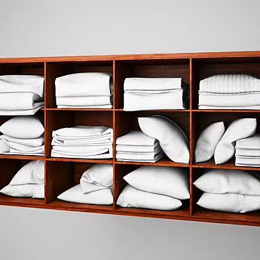Cozy Shelf: Pillows & Blankets 3D model image 1 