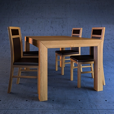 Modern Dining Table Set 3D model image 1 