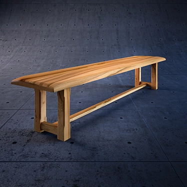 Rustic Wooden Bench 3D model image 1 