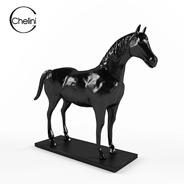 Chelini Horse Sculpture: Exquisite Equestrian Elegance 3D model image 1 