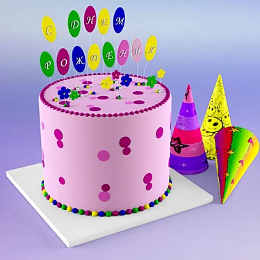 Rainbow Cake Mastic Delight 3D model image 1 