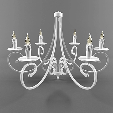 Elegant White Chandelier: 6-Candle Glow 3D model image 1 