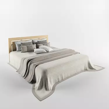 Marika Bed: Stylish Aluminum Accents, Birch Snow Color 3D model image 1 