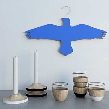Icelandic Beauty Set: Hanger, Coffee Cups, Candle Holders 3D model image 1 
