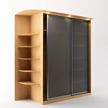 Sleek Wood and Glass Wardrobe 3D model image 1 