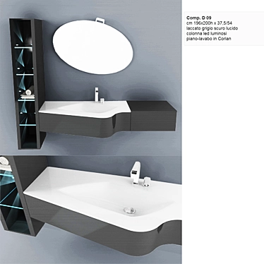 Sleek Italian Bathroom Furniture Kit 3D model image 1 