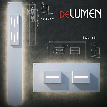 Delumen SOL-12/13: Modern Metal Wall Sconce (Various RAL Colors) 3D model image 1 