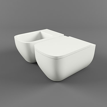 Duravit Happy D2 Toilet & Bidet Set 3D model image 1 