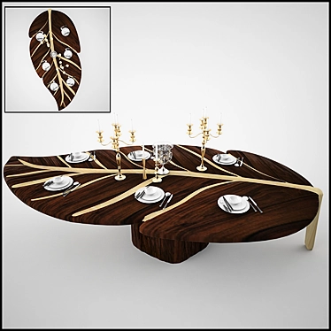 Ethnic Handcrafted Wood Table 3D model image 1 