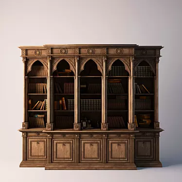 Elegant Modern Library Shelving 3D model image 1 