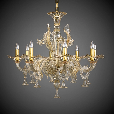 Elegant Murano Glass Chandelier 3D model image 1 