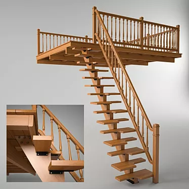 Space-Saving Santos Dumont Stair 3D model image 1 