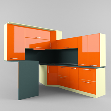 Sleek Anna Kitchen 3D model image 1 