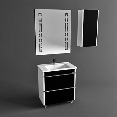 Parisian Aqua 75: Console Cabinet, Mirror & Basin 3D model image 1 