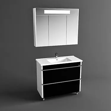 Aqua Rhodes Paris 100 - Vanity Unit with Mirror 3D model image 1 