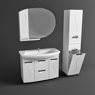 Aqua Gloria 108: Modern Bathroom Vanity Set 3D model image 1 