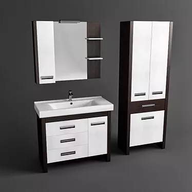 Rhodes Aqua Bathroom Vanity Set 3D model image 1 