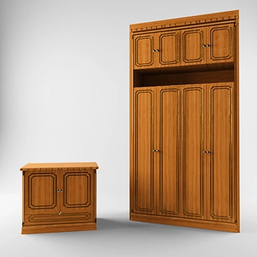 Modern Wardrobe Dresser Combo 3D model image 1 