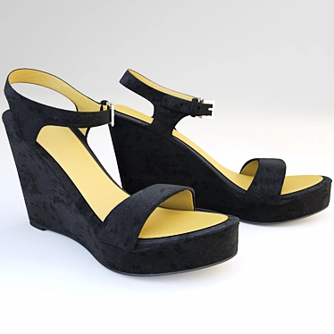 Black Suede Sandals 3D model image 1 