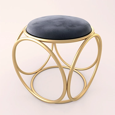 French Elegance: Brass Rings Chair 3D model image 1 