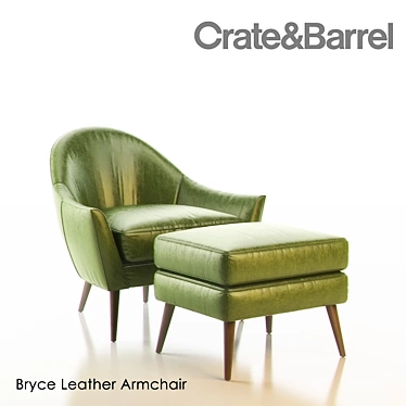 Comfortable Bryce Leather Armchair & Footrest 3D model image 1 