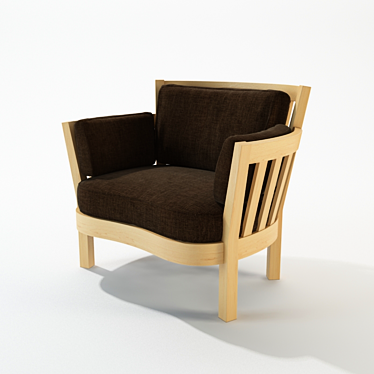 Front Porch Chair | Wooden Frame | Linen & Chenille Fabric 3D model image 1 