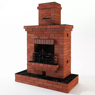 Handcrafted Fireplace: Detailed, High-Polygon Model 3D model image 1 