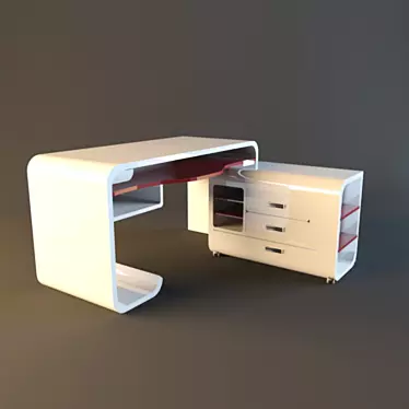 Glossy MDF Office Desk 3D model image 1 