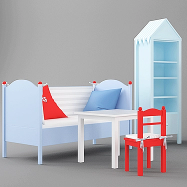 Ritterburg Collection: Cabinet, Sofa, Table & Chair 3D model image 1 