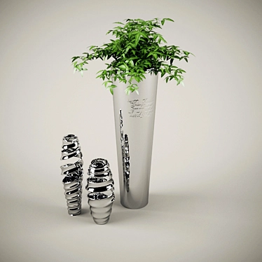 Elegant Plant Vase Set 3D model image 1 