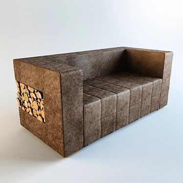 Modern Wood Sofa 3D model image 1 