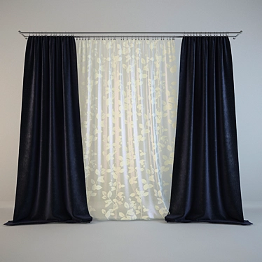 Textured Curtain Set 3D model image 1 