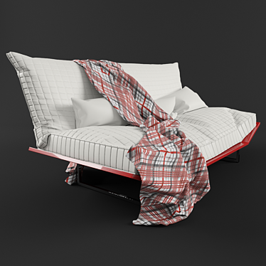 Modern Leather Sofa with Metal Frame 3D model image 1 