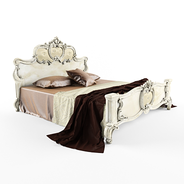 Title: Barocco Ivory Lacquer Bed 3D model image 1 