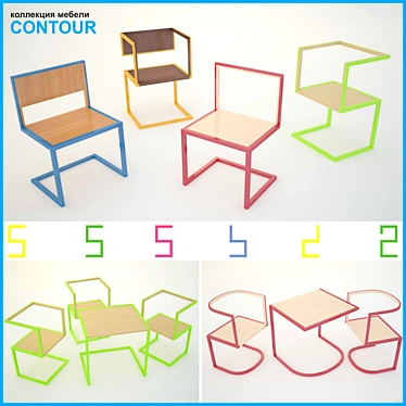 Sleek Wood Furniture Set 3D model image 1 