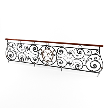 Elegant Wrought Iron Railing 3D model image 1 